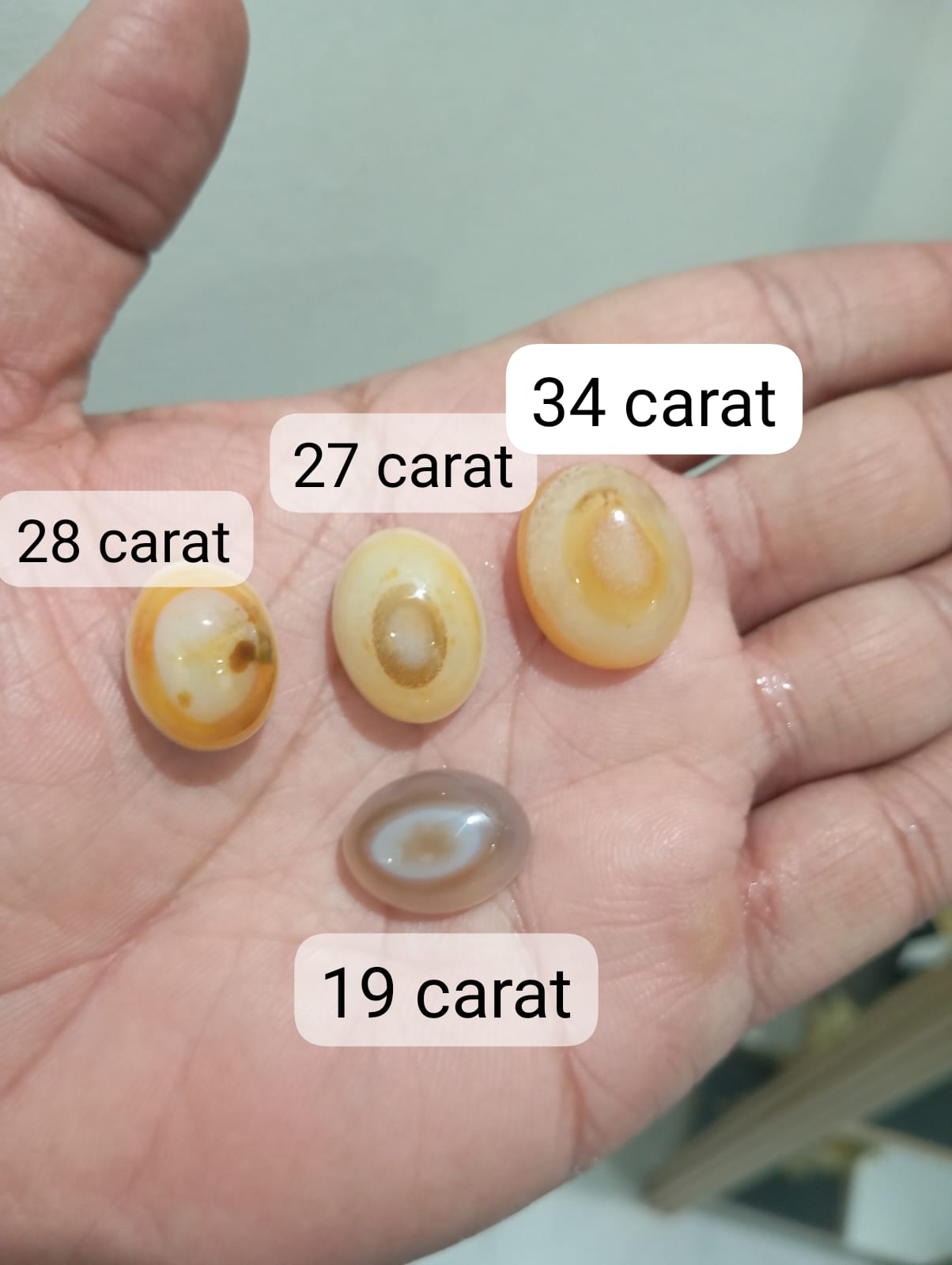4 Old Mine Sulmani Eye Stones (Rare Natural Aqeeq) – 19 to 34 Carat
