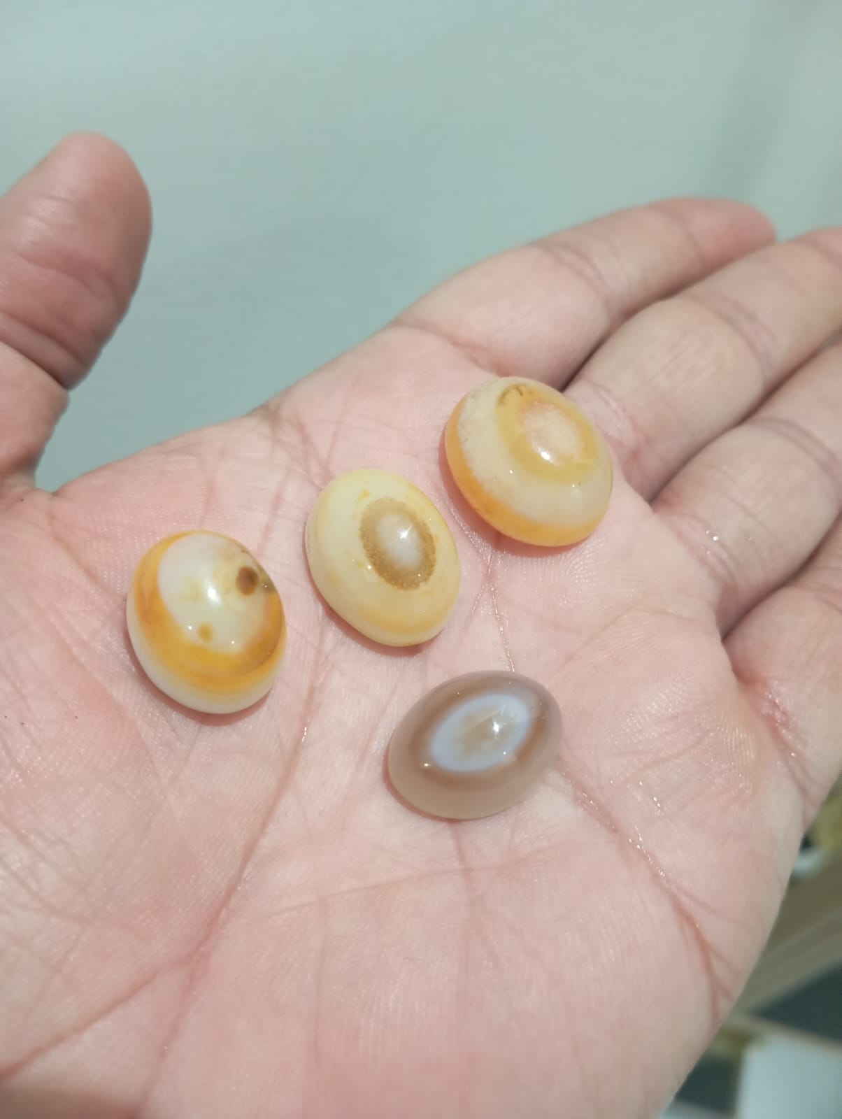 4 Old Mine Sulmani Eye Stones (Rare Natural Aqeeq) – 19 to 34 Carat