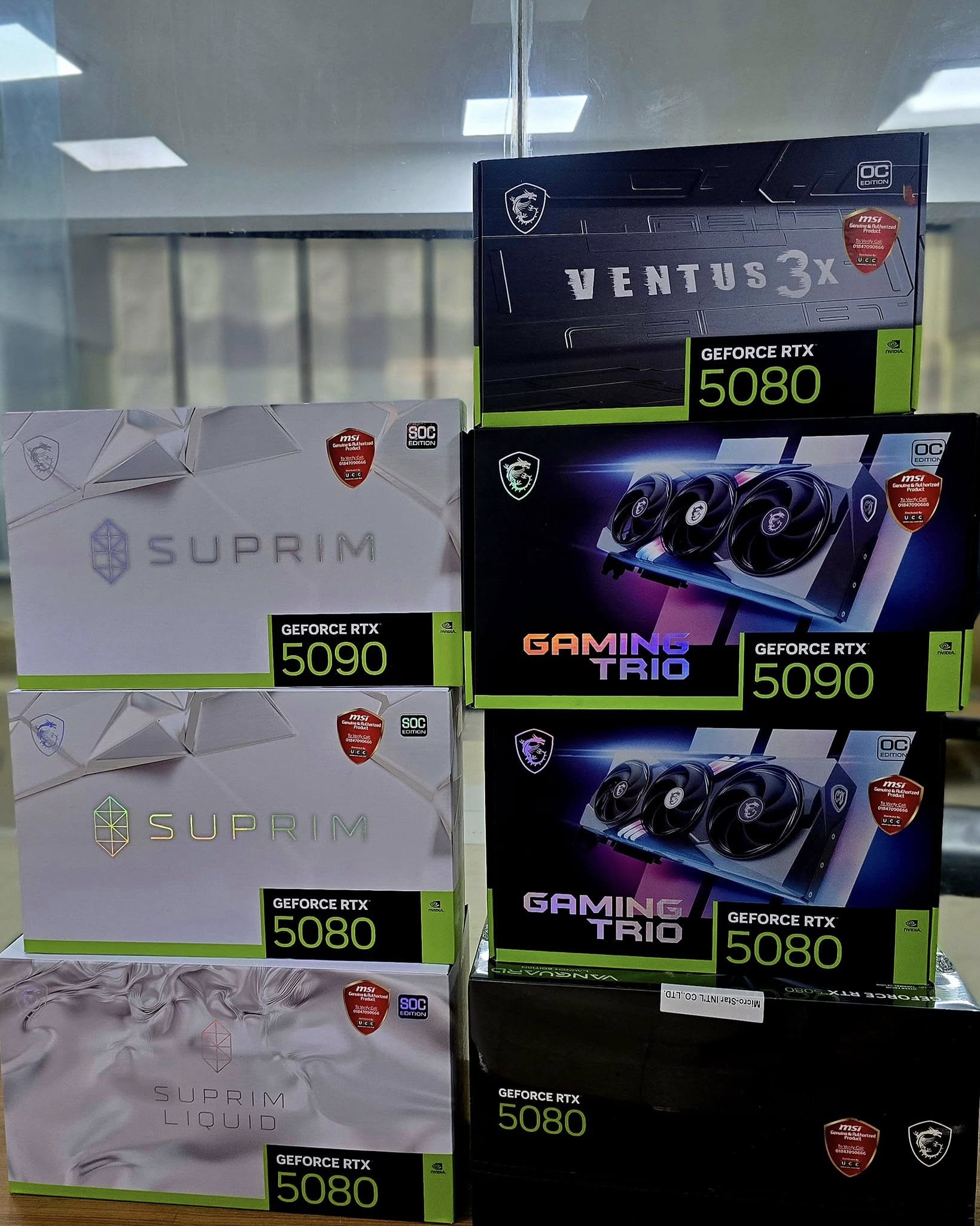 GeForce RTX 5090, RTX 5080, RTX 5070 Ti, RTX 5070, RTX 4090, RTX 4080 Super,  RTX 4080, RTX 4070 Ti Super,  RTX 4070 Ti, RTX 4070 Super