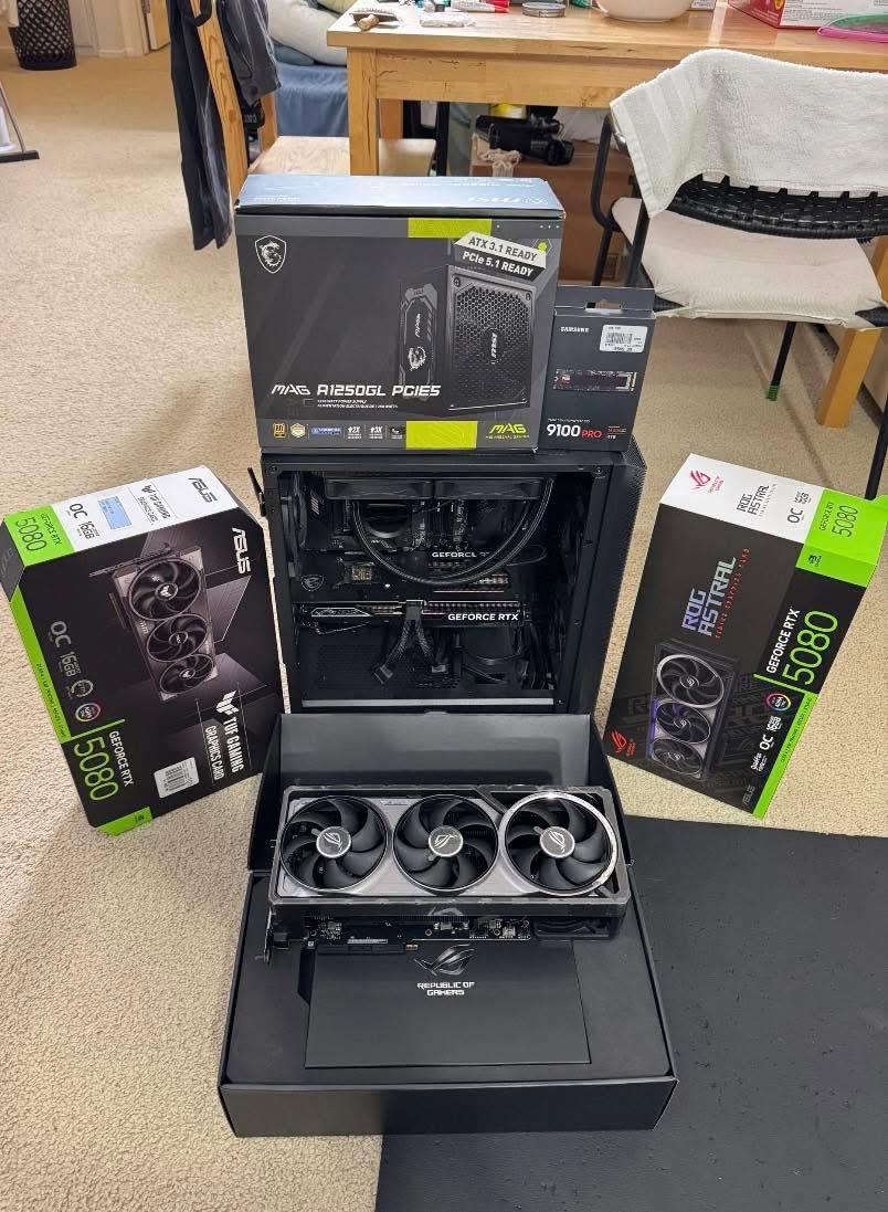 GeForce RTX 5090, RTX 5080, RTX 5070 Ti, RTX 5070, RTX 4090, RTX 4080 Super,  RTX 4080, RTX 4070 Ti Super,  RTX 4070 Ti, RTX 4070 Super