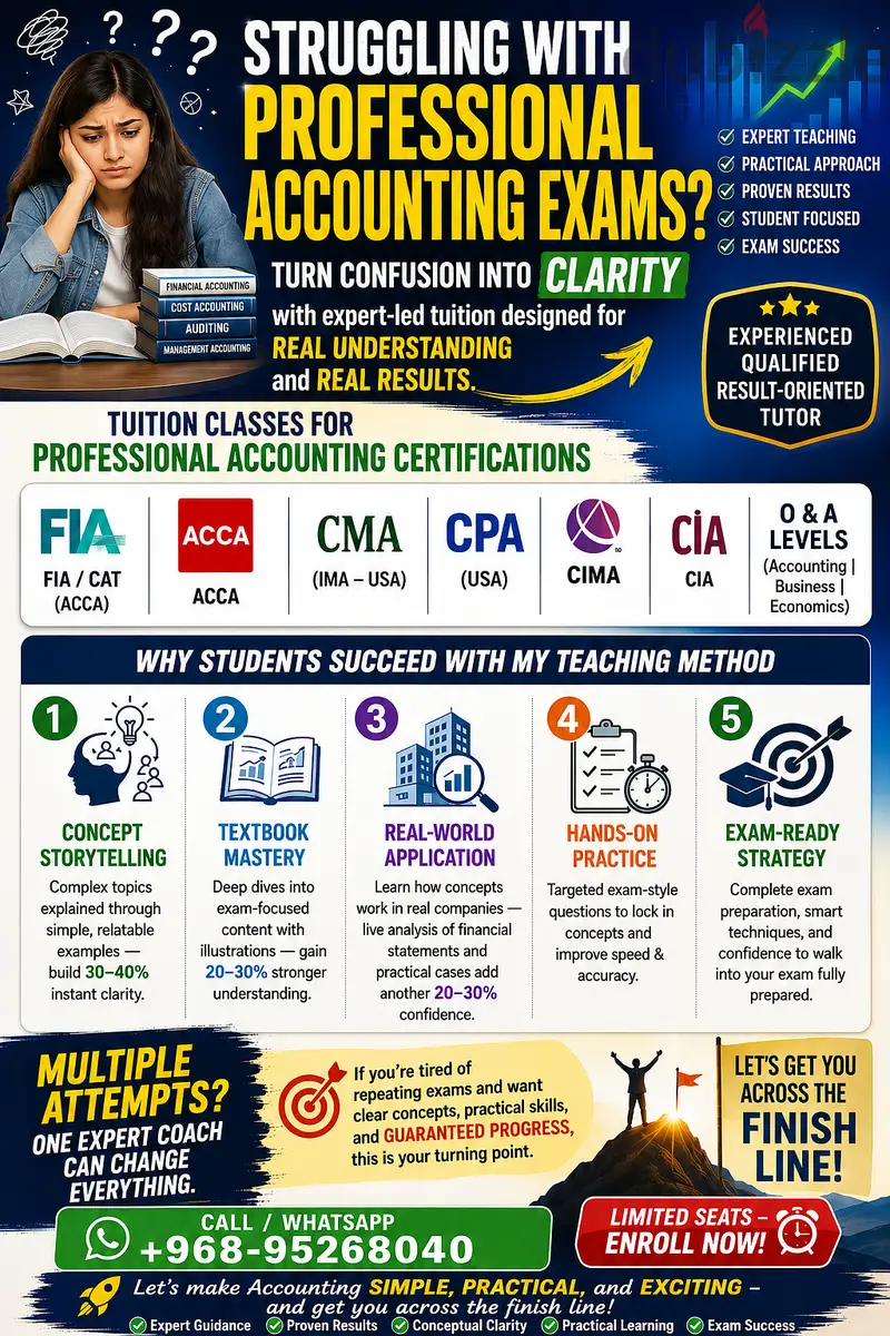 Tutor is offering online classes for professional accounting certifications.