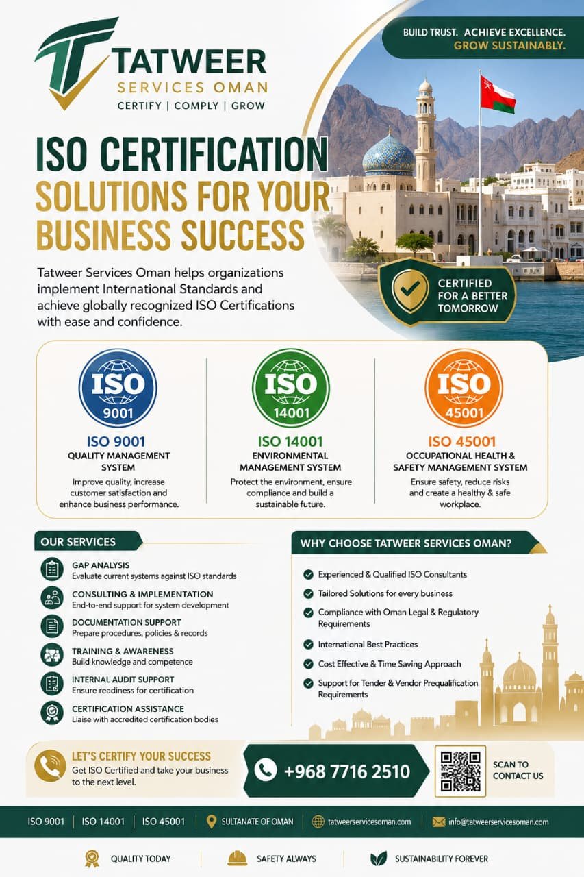 ISO Certification Services in Oman | ISO 9001, 14001 & 45001