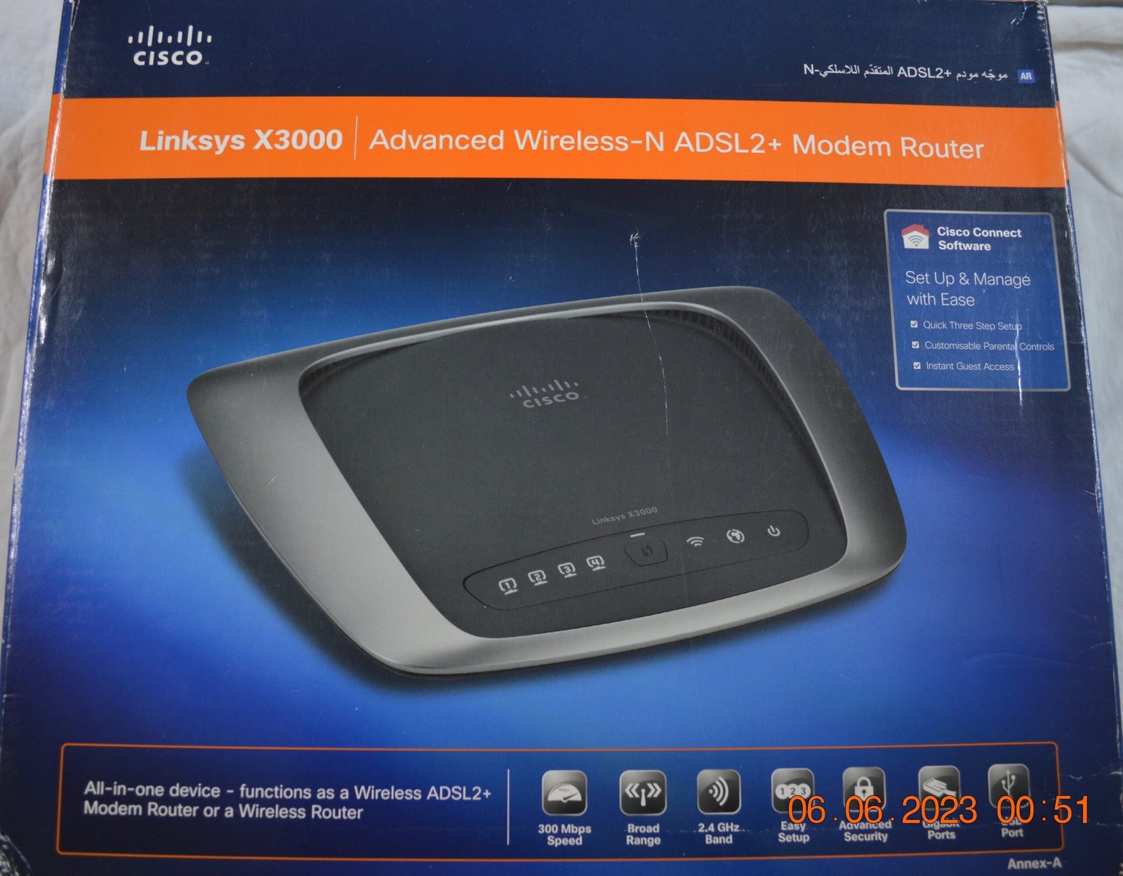 Linksys X3000 ADSL2+ Modem Router