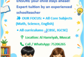 Expert Home Tuition (LKG to Grade 7) – 10+ Yrs Experienced school teacher